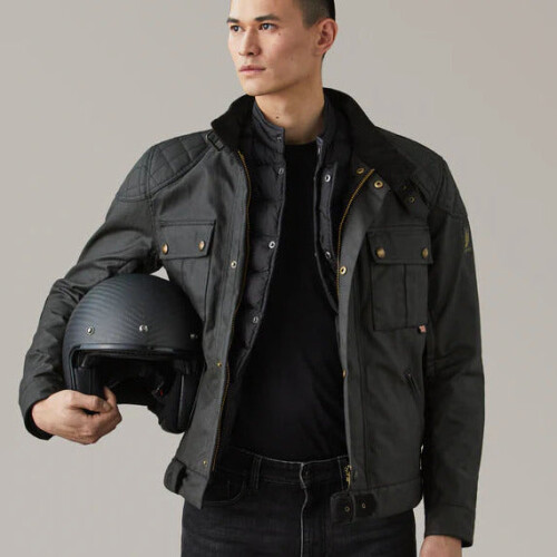 (L) Belstaff Brooklands Waxed Cotton Jacket Black 2