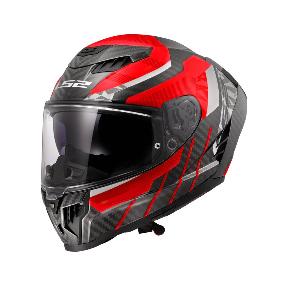 Motorcycle Helmet L - LS2 FF807 Dragon Trax Full Face Helmet Carbon Red - Image 3