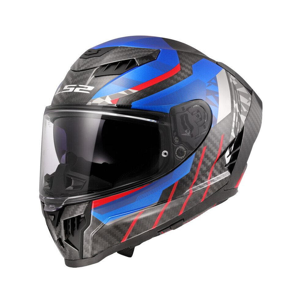 LS2 Dragon Trax Carbon Integral Helmet M Blue-Red, Pinlock Included - Image 3