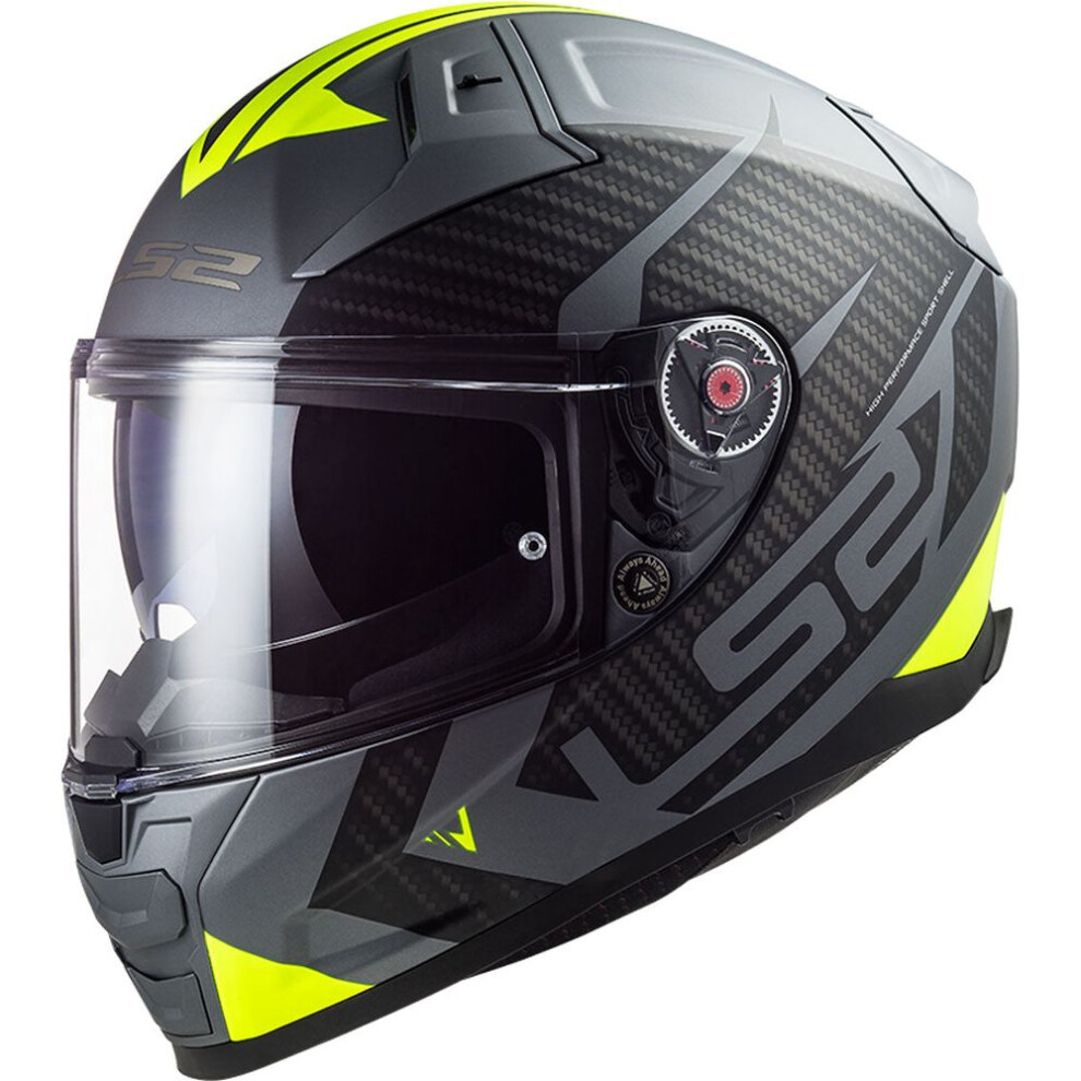 (Xs) Ls2 Ff811 Vector 2 Ece 22.06 Full Face Helmet Splitter Matt Titanium / Hi-Viz Yellow 6923221111772