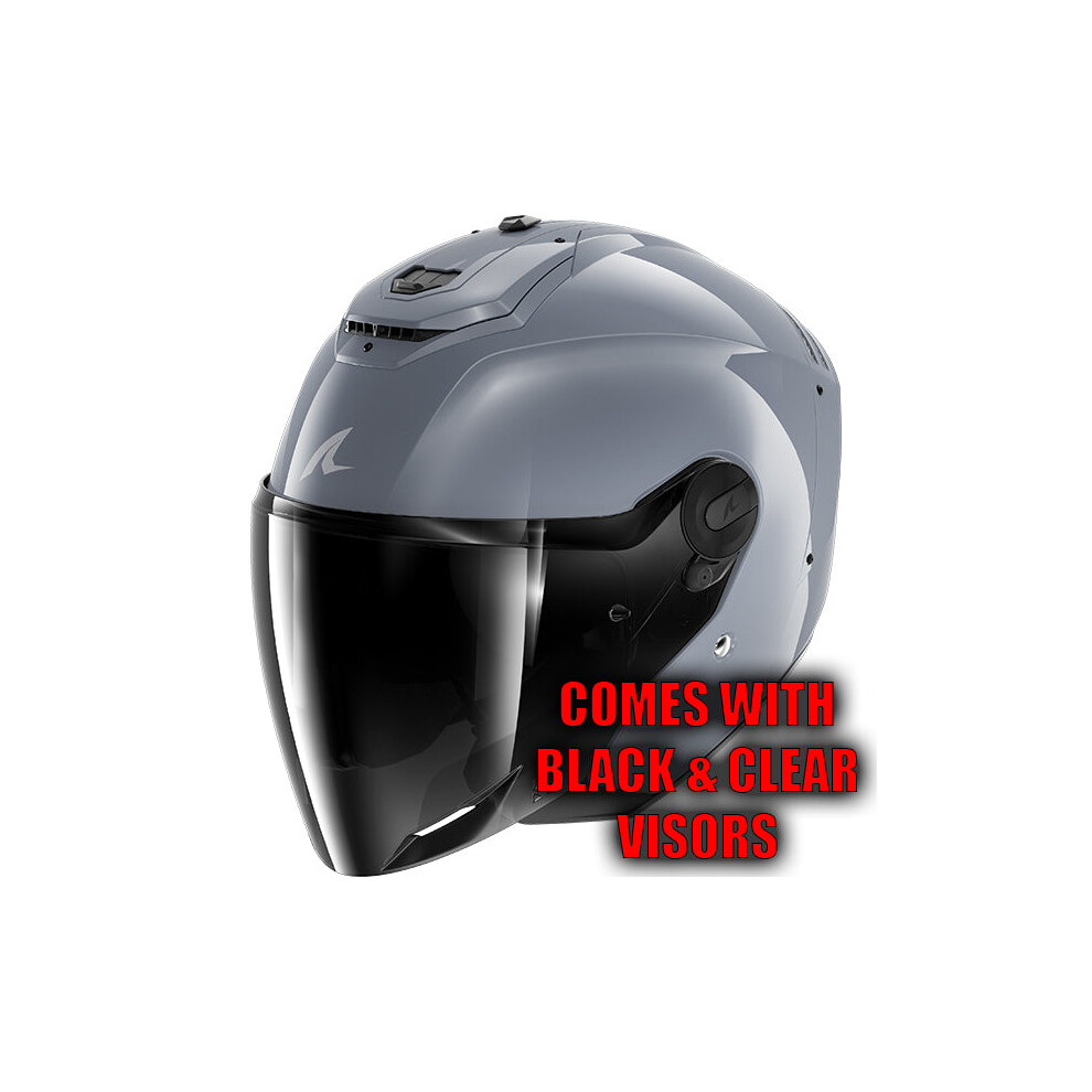 (M) Shark RS Jet Open Face Helmet Dark Shadow Silver