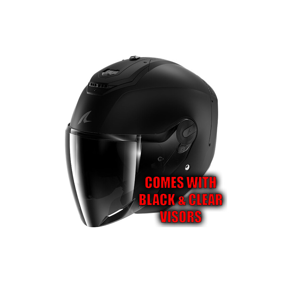 (M) Shark RS Jet Open Face Helmet Dark Shadow Matt Black