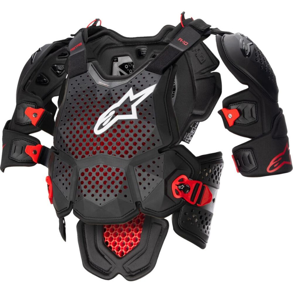 (M / L) Alpinestars A-10 V2 Full Chest Guard / Red Black 8059347043425