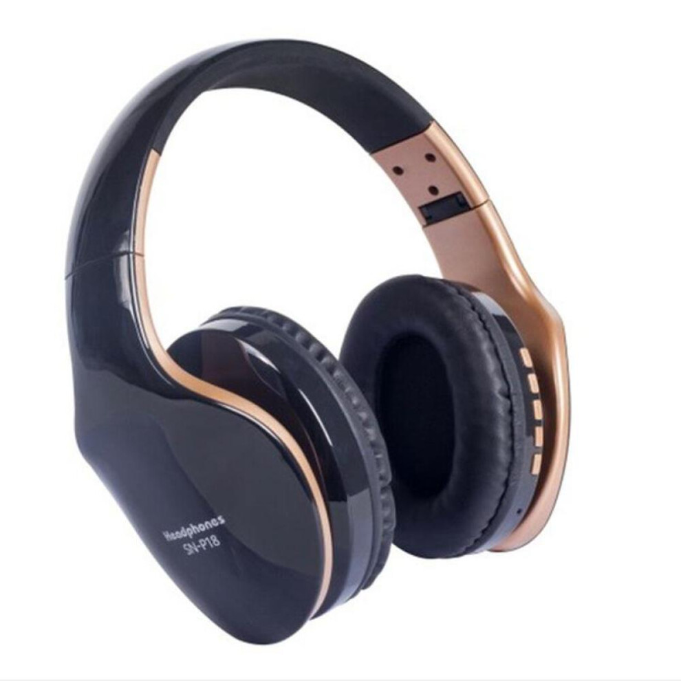 (black) Wireless Bluetooth Headphone Noise Cancelling Headset Foldable Stereo Bass Sound Adjustable Earphone