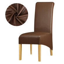 (coffee) Waterproof XL Chair Cover PU Leather Fabric Chair Covers High Chairs Protector