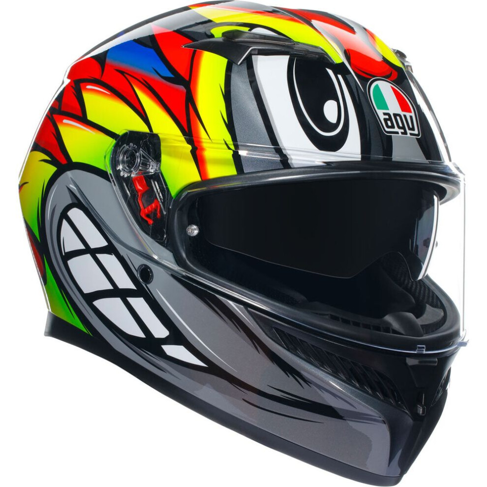 AGV K3 Graphic Motorcycle Helmet - Birdy 2.0 Grey / Yellow / Red - Small (56cm), Black/grey/red - Image 3
