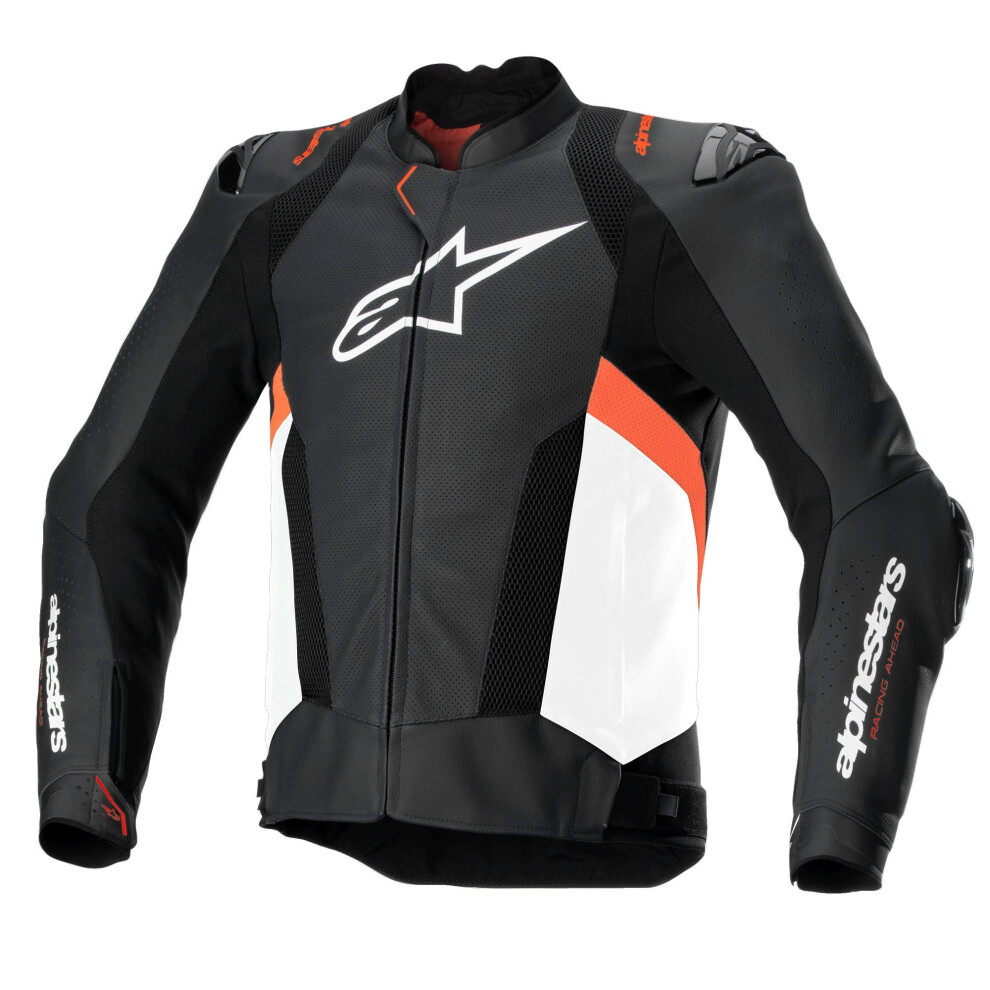 (56) Alpinestars Missile V3 Airflow Leather Jacket Black / White / Fluo Red White,Black,Red 8059347394381