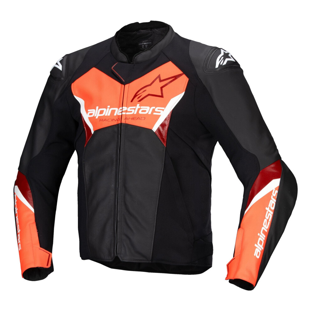 (52) Alpinestars Faster V3 Leather Jacket Black / Fluo Red Black,Red 8059347392448