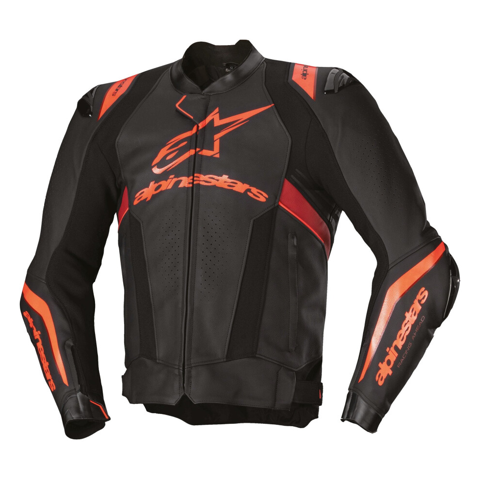 (54) Alpinestars Missile V3 Ignition Leather Jacket Black / Fluo Red / Dark Red Black,Red 8059347393308