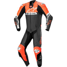 (EU 50) Alpinestars Missile V2 Ward One Piece Leather Suit Black / Fluo Red / White