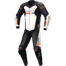 (EU 50) Alpinestars GP Force Chaser One Piece Leather Suit Black / White / Fluo Red