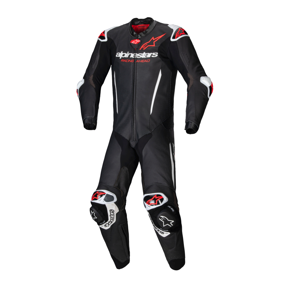 (52) Alpinestars Gp-R7 One Piece Leather Suit Black / White / Fluo Red White,Black,Red 8059347392158