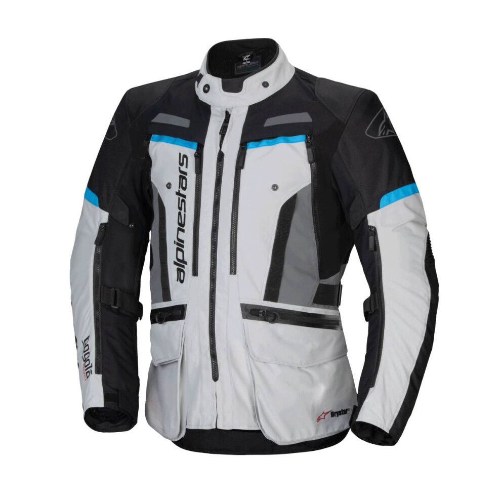 (3Xl) Alpinestars Bogota Pro Drystar All Season Textile Jacket Ice Grey / Black / Cyan Black,Grey 8059347400914