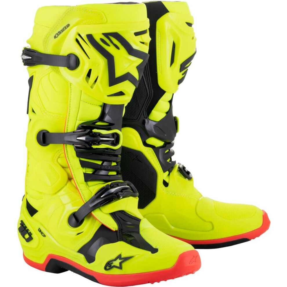 (Eu 44.5) Alpinestars Tech 10 Boots Yellow / Black / Red Black,Red,Yellow 8059347198576