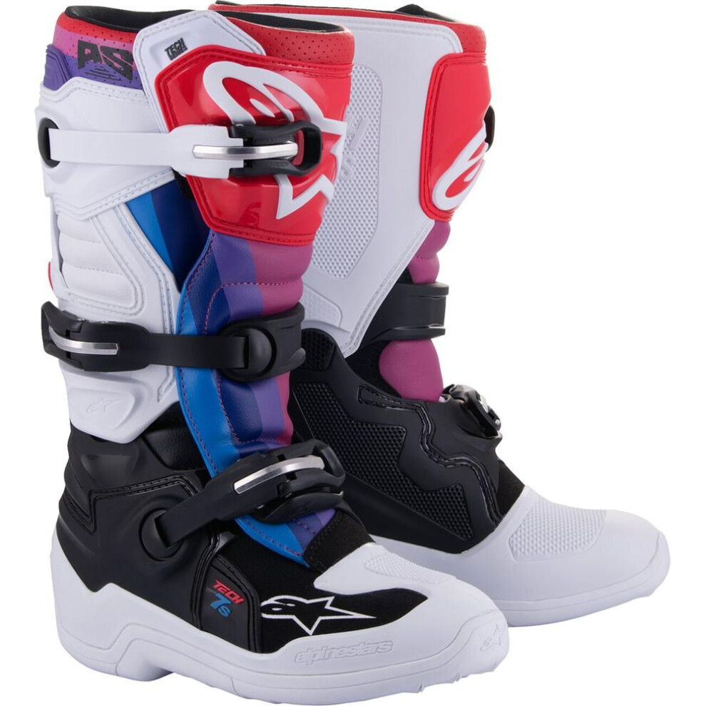 (Eu 42) Alpinestars Tech 7S Youth Boots White / Black / Rainbow White,Black 8059347199481