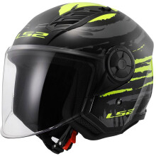 (M) LS2 OF616 Airflow 2 ECE 22.06 Open Face Helmet Brush Black / Hi-Viz Yellow