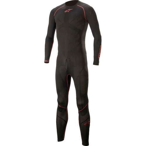 (M / L) Alpinestars Ride Tech Lite 1Pc Base Layer Undersuit Black / Red