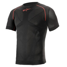 (M / L) Alpinestars Ride Tech V2 Short Sleeves Summer Base Layer Top Black / Red