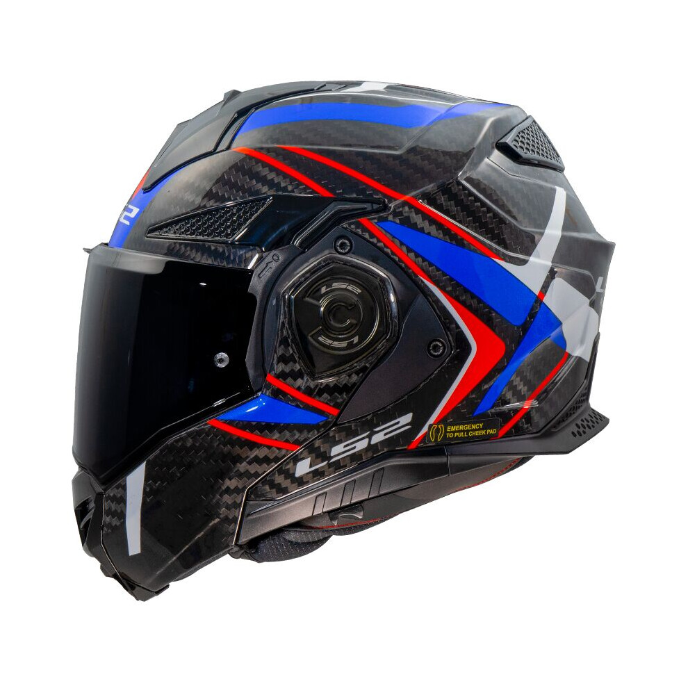 (Xxl) Ls2 Ff901 Advant X Carbon Future 2 Flip-Up Helmet White / Blue Blue,White 6942141776519