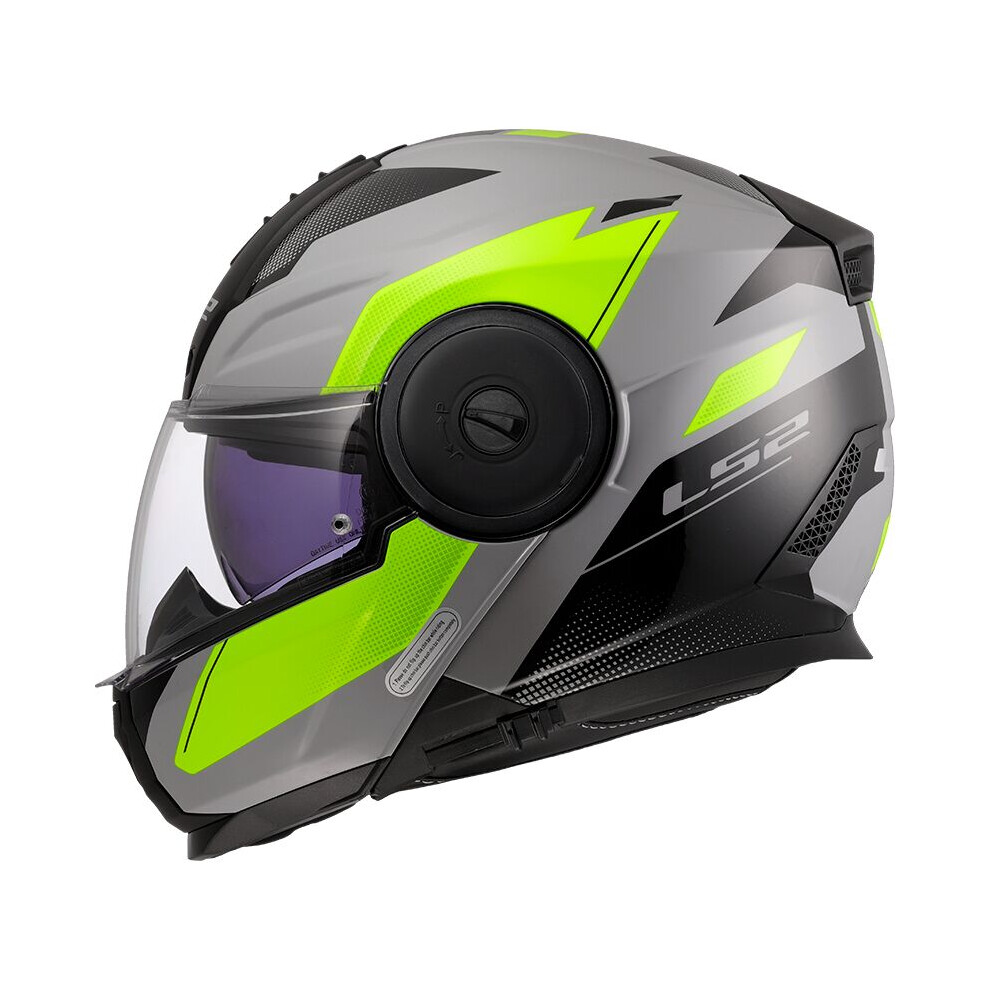(S) Ls2 Ff902 Scope 2 Duria Flip-Up Helmet Grey / Hi-Vis Yellow Yellow,Grey 6942141776960