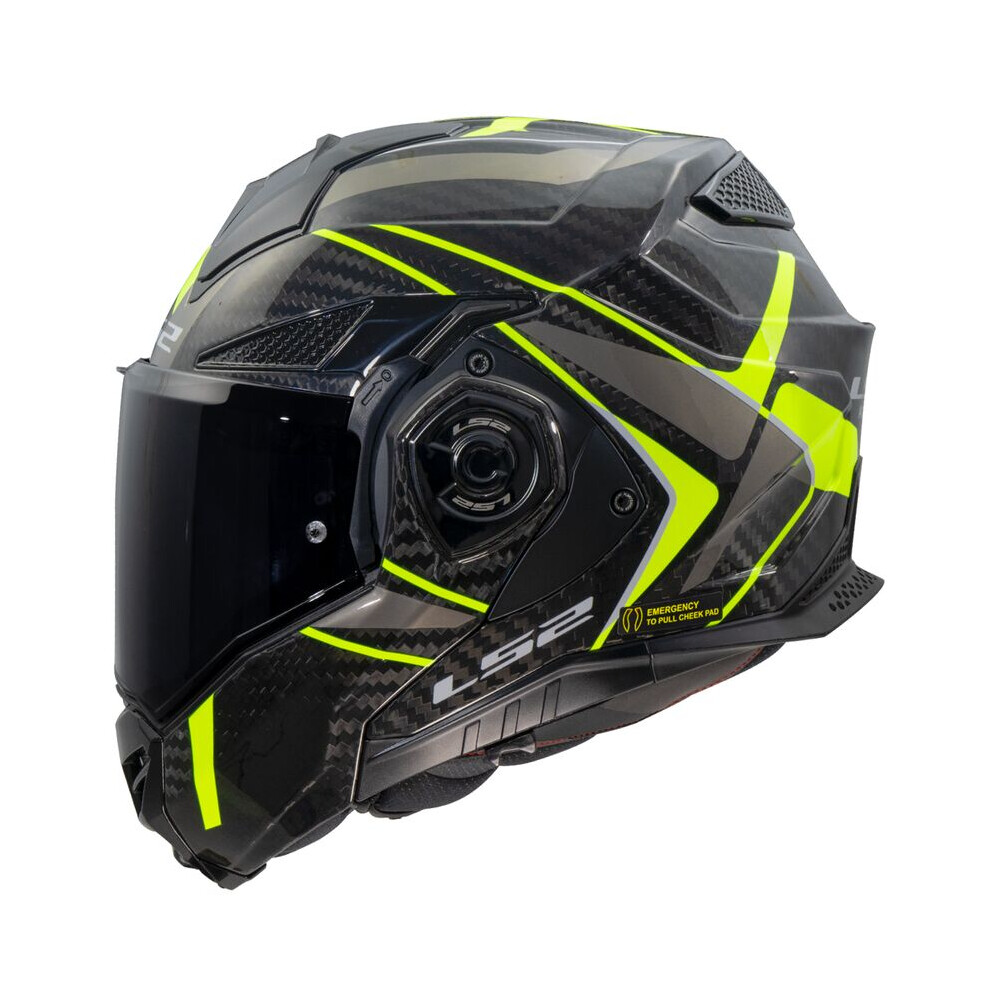 Motorcycle Helmet XL - LS2 FF901 Advant X Carbon Future II 2 Flip up Fluo Yellow - Image 4