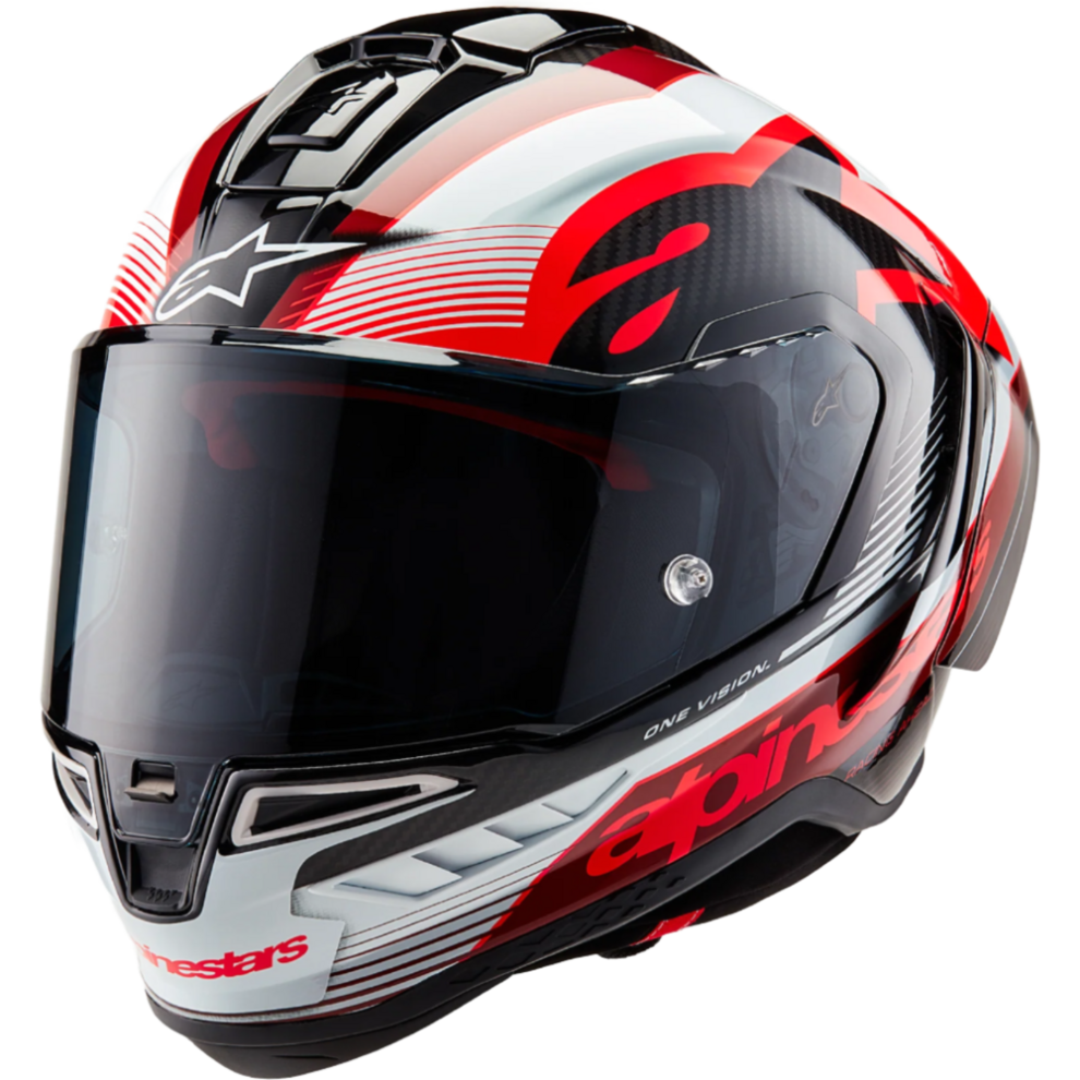 (Xxl) Alpinestars Supertech R10 Team Ece 06 / Fim Full Face Helmet Black / Carbon / Red / Gloss White White,Black,Red 8059347376158