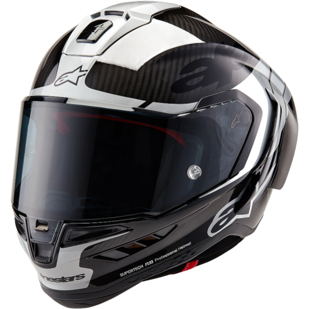 (Xl) Alpinestars Supertech R10 Element Ece 06 / Fim Full Face Helmet Gloss Black / Carbon / Silver Black,Silver 8059347376325