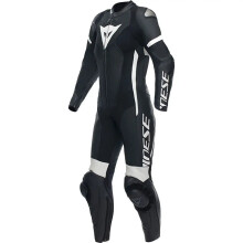 (UK 12) Dainese Grobnik Ladies One Piece Perforated Leather Suit Black / Black / White