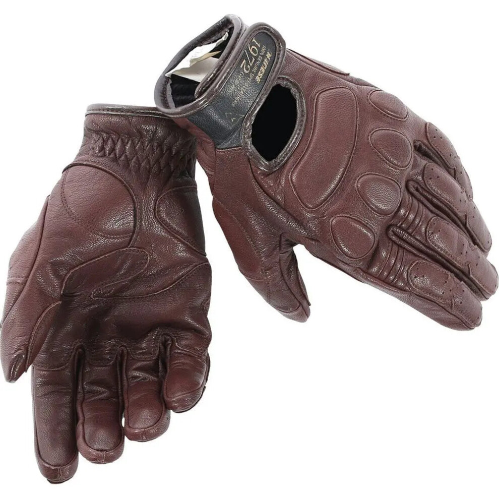 (Xxs) Dainese Blackjack Summer Leather Gloves Dark Brown 8052644681949