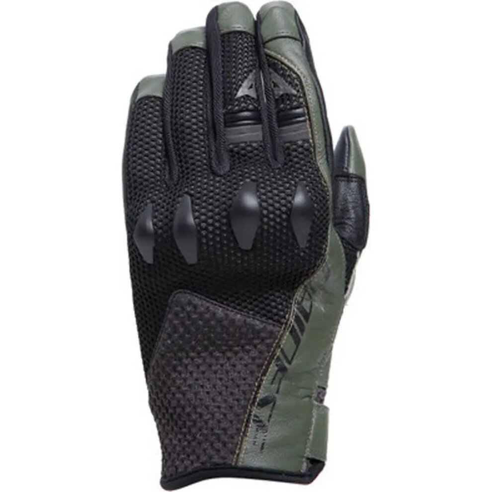 (L) Dainese Karakum Ergo-Tek Summer Leather Gloves Black / Green Green,Black 8051019489333