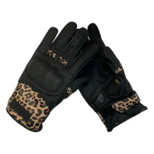 (S) MotoGirl Bessie Ladies Leather Gloves Leopard