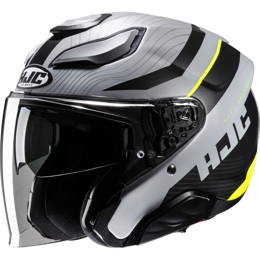 Photos - Motorcycle Helmet HJC (XL)  F31 Naby Open Face Helmet MC3HSF Yellow / Grey Yellow,Grey F31NYXL 