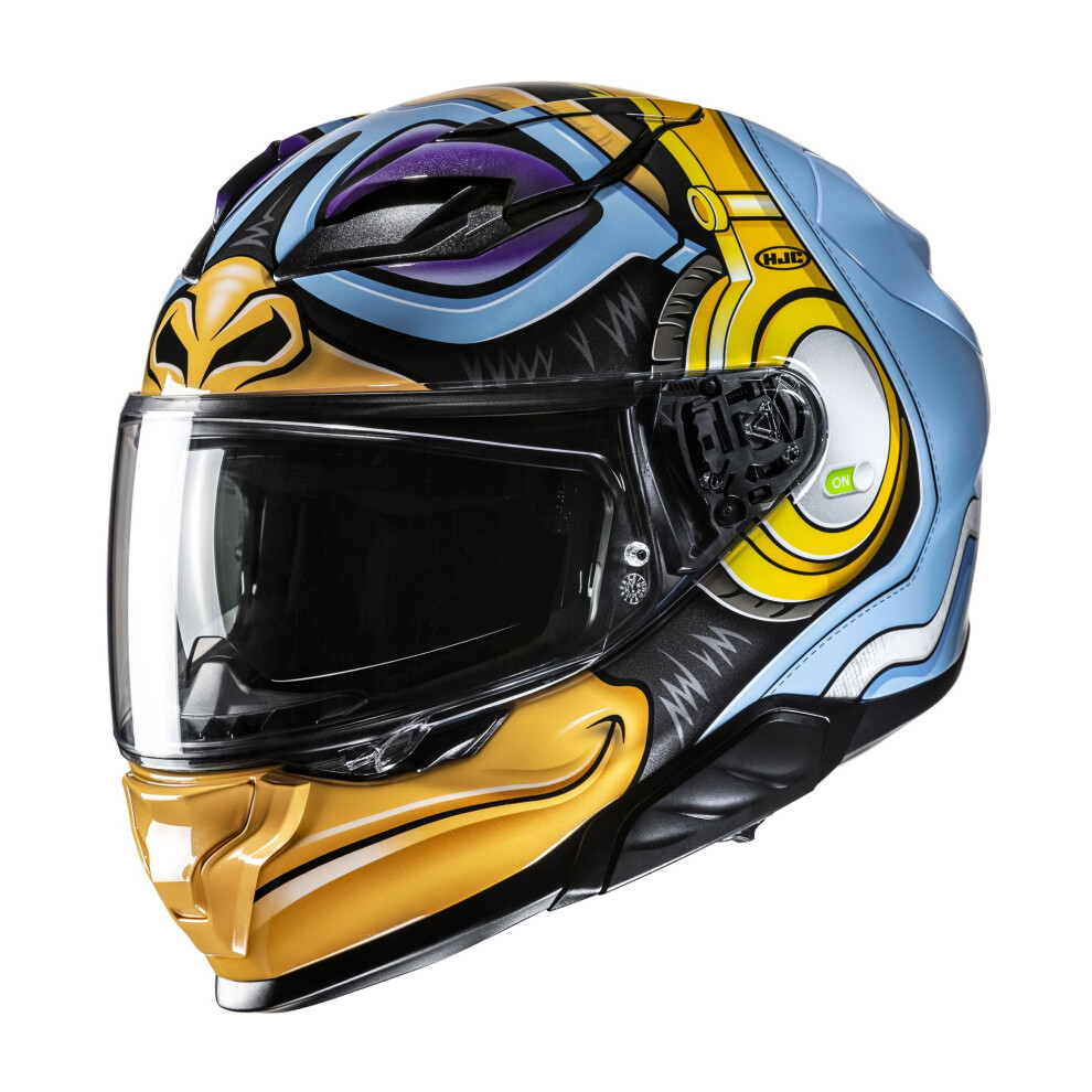 (L) Hjc F71 Monkey Dj Full Face Helmet Mc23 Blue / White / Fluo Yellow Blue,White,Yellow 8804269048221