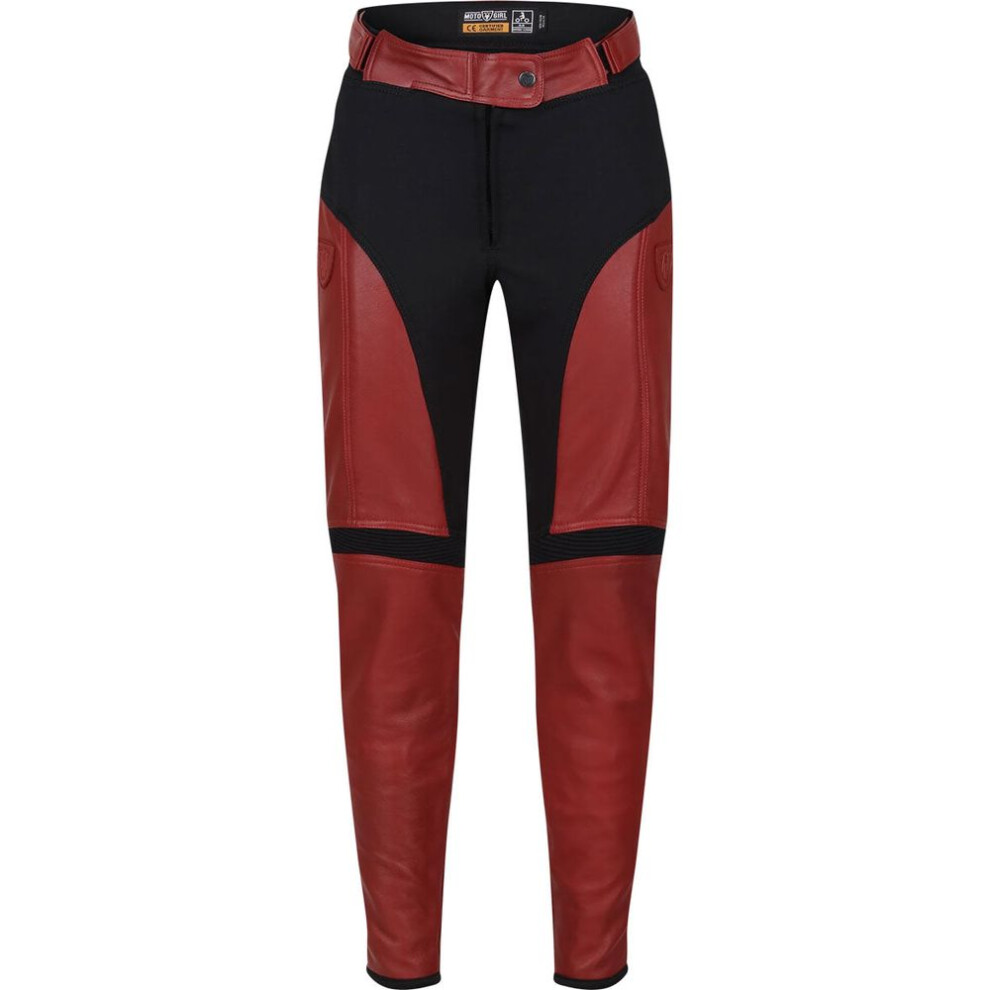 (UK 16) MotoGirl Fiona Ladies Leather Trouser Red-image-OPC-PFTDWDC-NEW