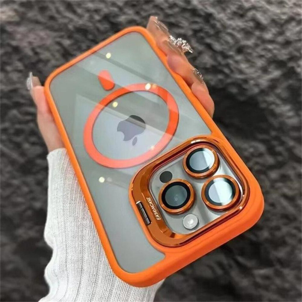 (orange, iPhone 16 Pro Max) Fashion Ring Stand Case For Magsafe For Iphone 15 14 13 12 11 16 Pro Max Plus Magnetic Wireless Charge Case With Lens Prot