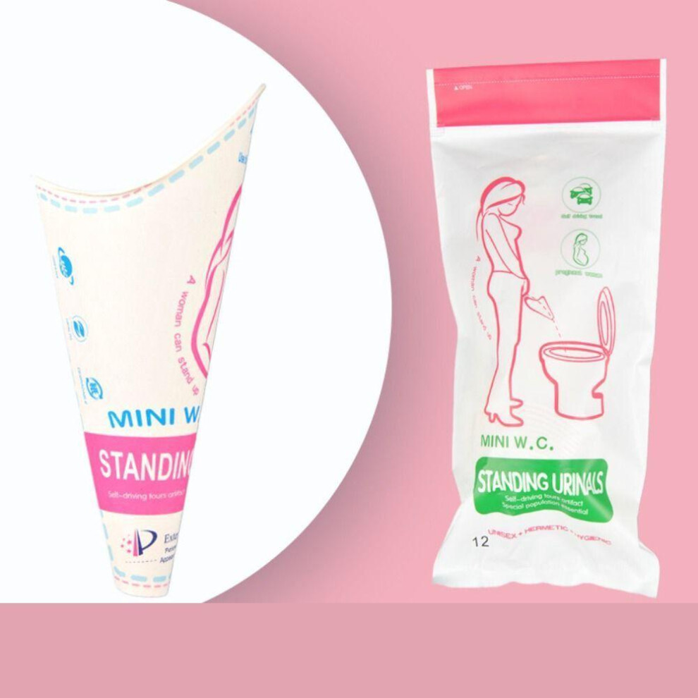 (pink) 12pcs Leak-proof Disposable Paper Urinal Waterproof Standing Urinary Funnel  Public Toilets