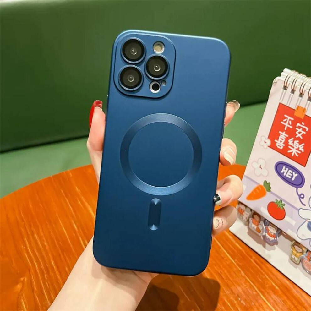 (navy blue, iPhone 14) Magsafe High-end Luxury For Iphone 14 15 Pro Max Phone Case Iphone 13 12 11 Magnetic Suction Ultra-thin Protective Cover Bag