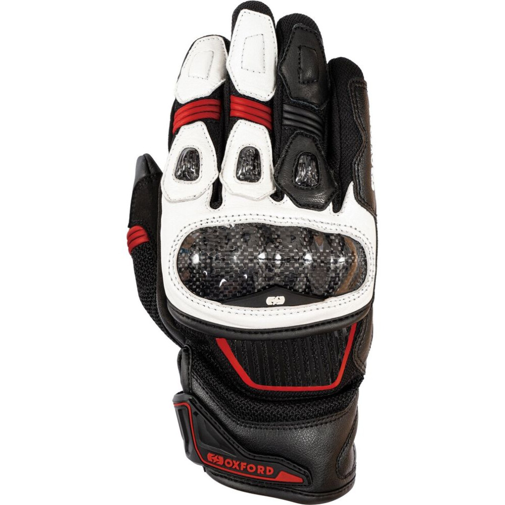 (3XL) Oxford RP-4S 3.0 Leather Gloves White / Black / Red-image-OPC-PFTF6H2-NEW