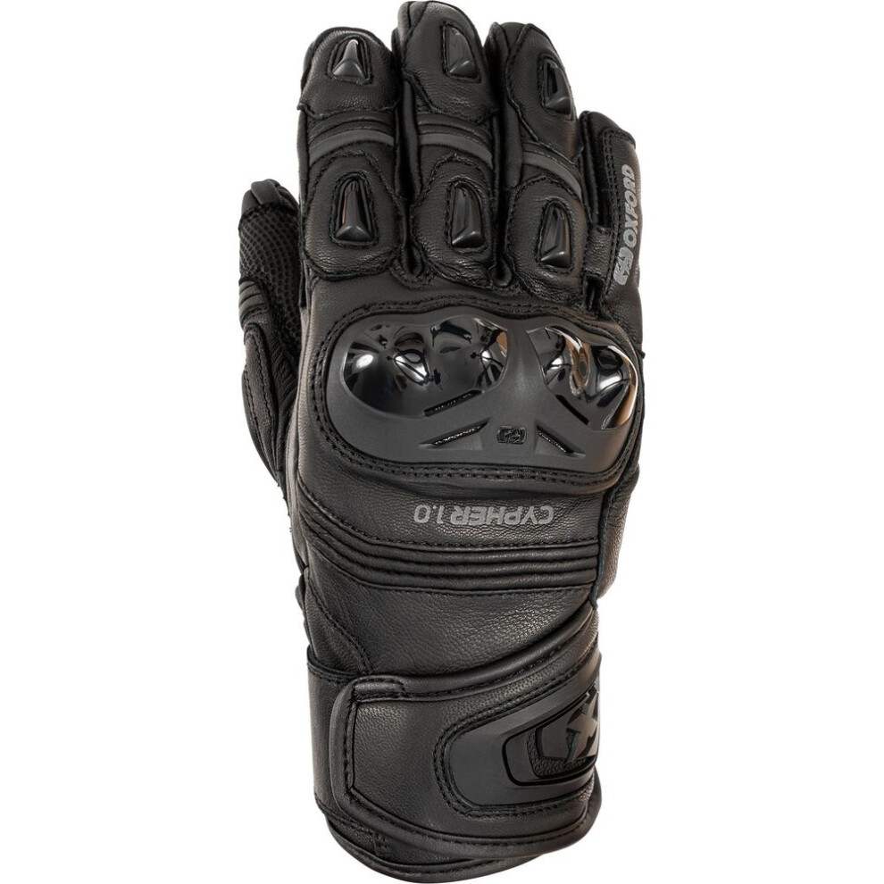 (Xl) Oxford Cypher 1.0 Short Leather Gloves Stealth Black 5030009423888