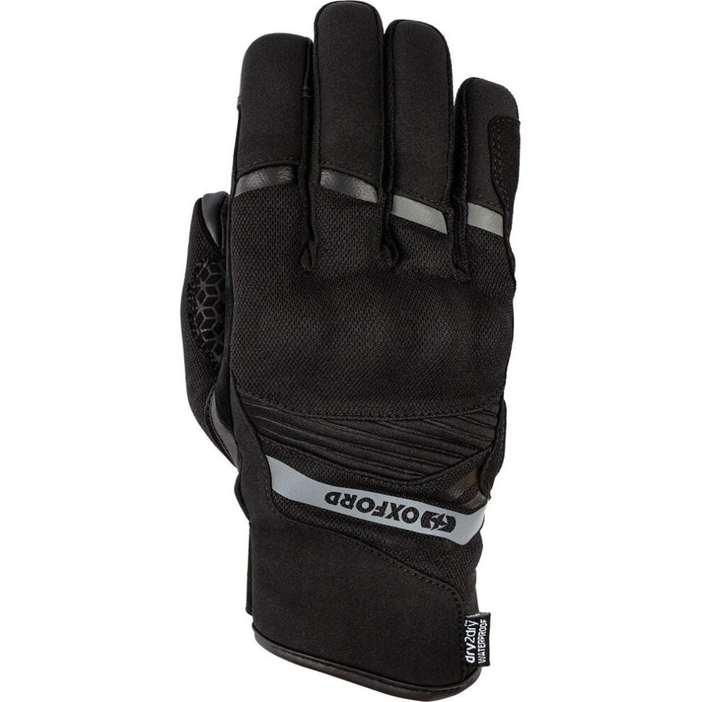 (Xl) Oxford Dakar 1.0 Dry2dry Ladies Textile Gloves Stealth Black 5030009426681
