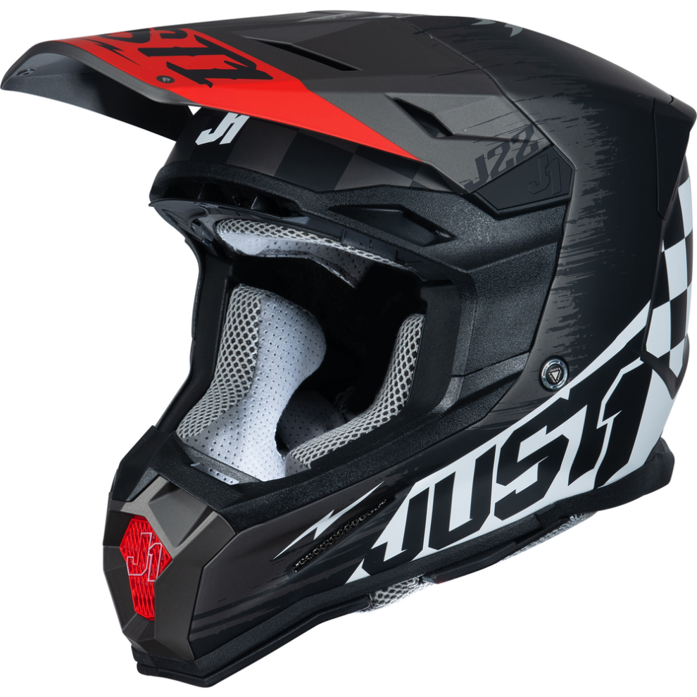 (L) Just1 J22 Motocross Helmet Flagman Red / Titanium / Black Black,Red 8056893363779