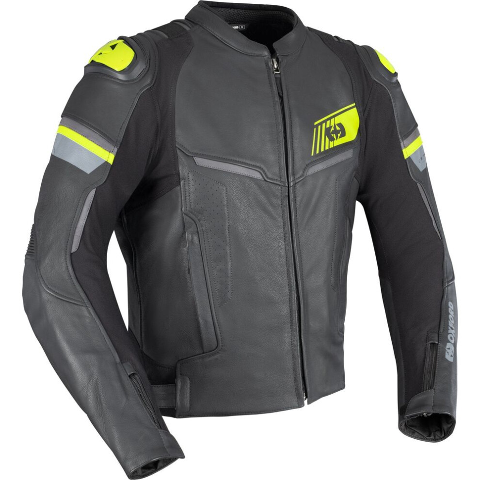 (5Xl) Oxford Cypher 1.0 Leather Jacket Black / Fluo Yellow Black,Yellow 5030009442070