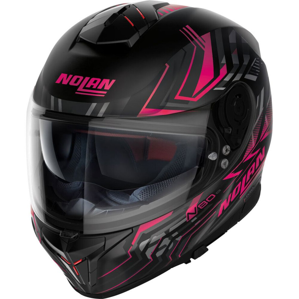 (S) Nolan N80-8 Turbolence N-Com Full Face Helmet Flat Black / Pink-image-OPC-PFTFF6P-NEW