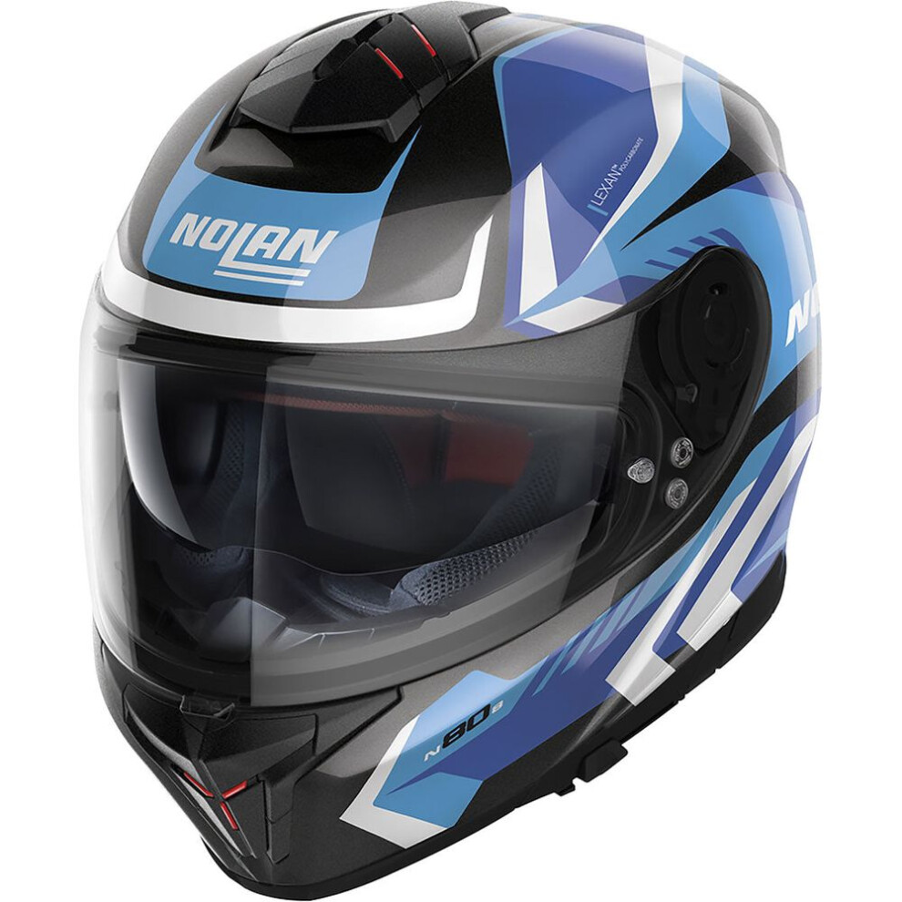 (3XL) Nolan N80-8 Rumble N-Com Full Face Helmet Metal Black / Blue-image-OPC-PFTFFJH-NEW