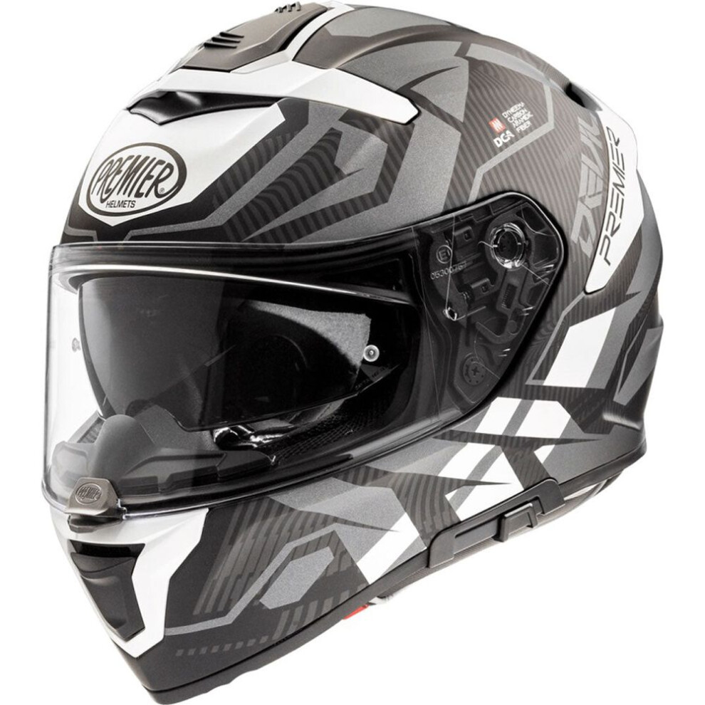 (L) Premier Devil JC 8 Full Face Helmet Black / White