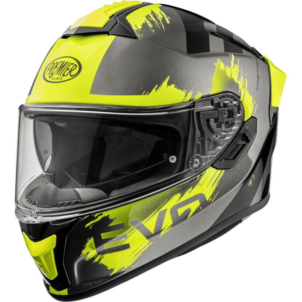 (XS) Premier Evoluzione TO Y 17 Full Face Helmet Gunmetal / Neon