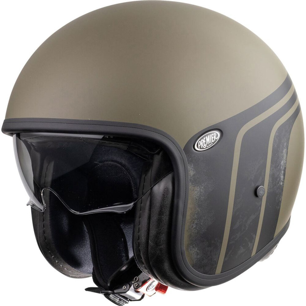 (XL) Premier Vintage BTR Open Face Helmet Military Green