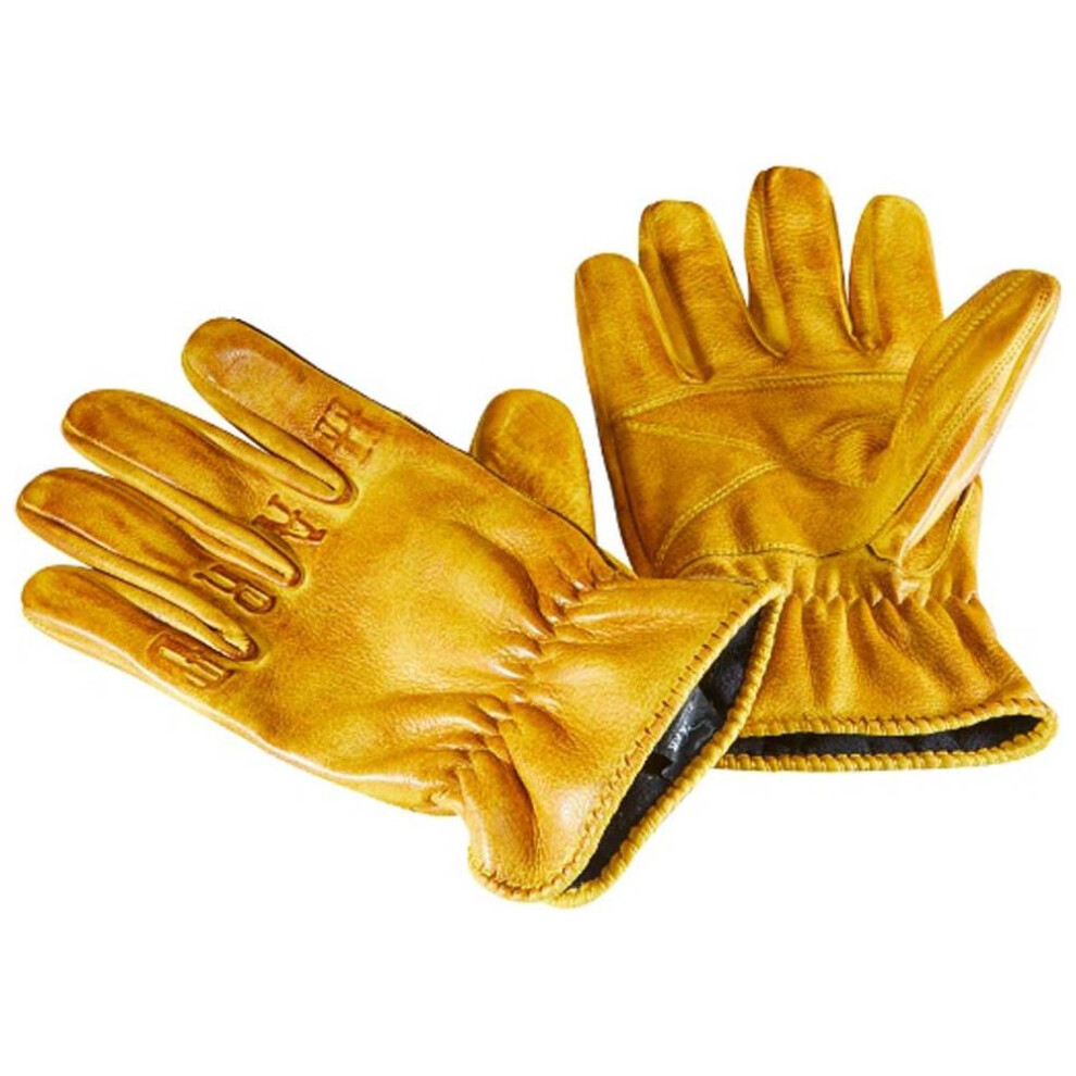 (Xl) Rokker Ride Hard Leather Gloves Natural Yellow 7630039442439