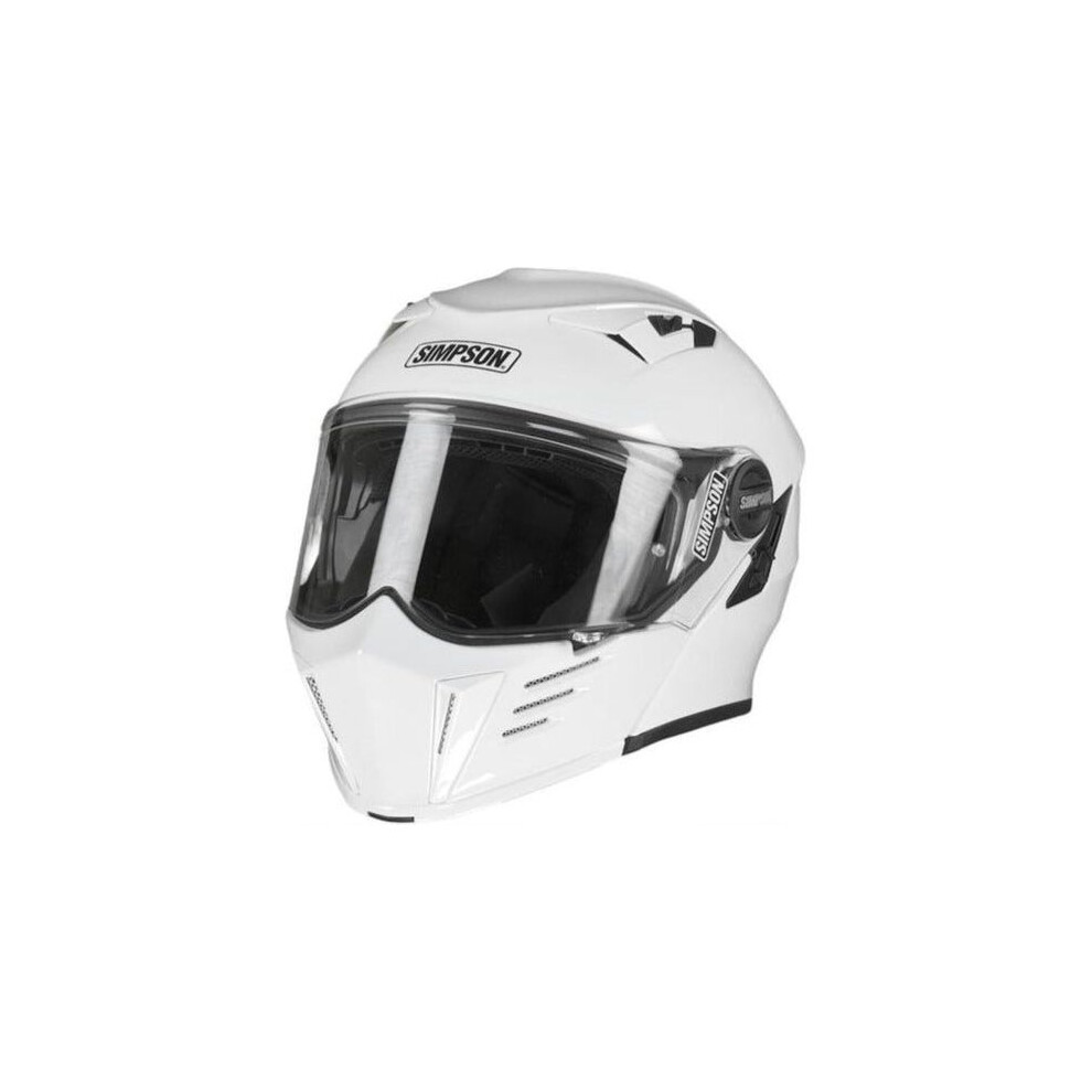 Simpson White (S) Darksome Solid Ece Flip-Up Helmet Size 22.06