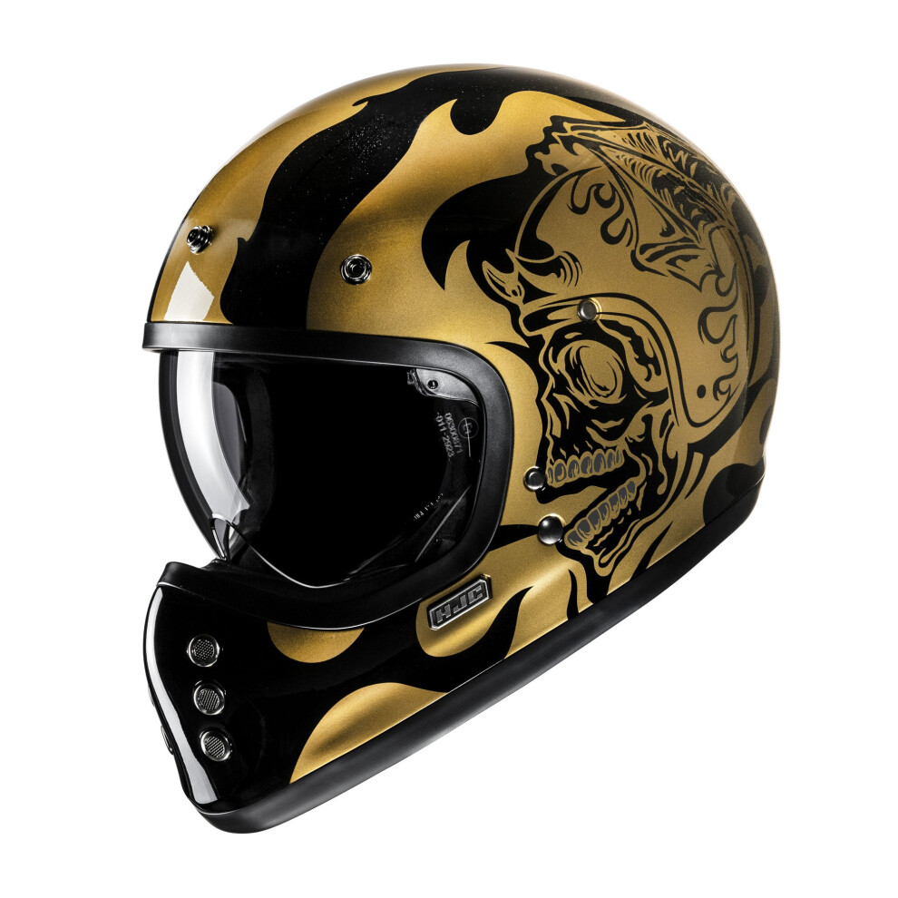 (M) Hjc V60 Flame Full Face Helmet Mc9 Gold 8804269046661